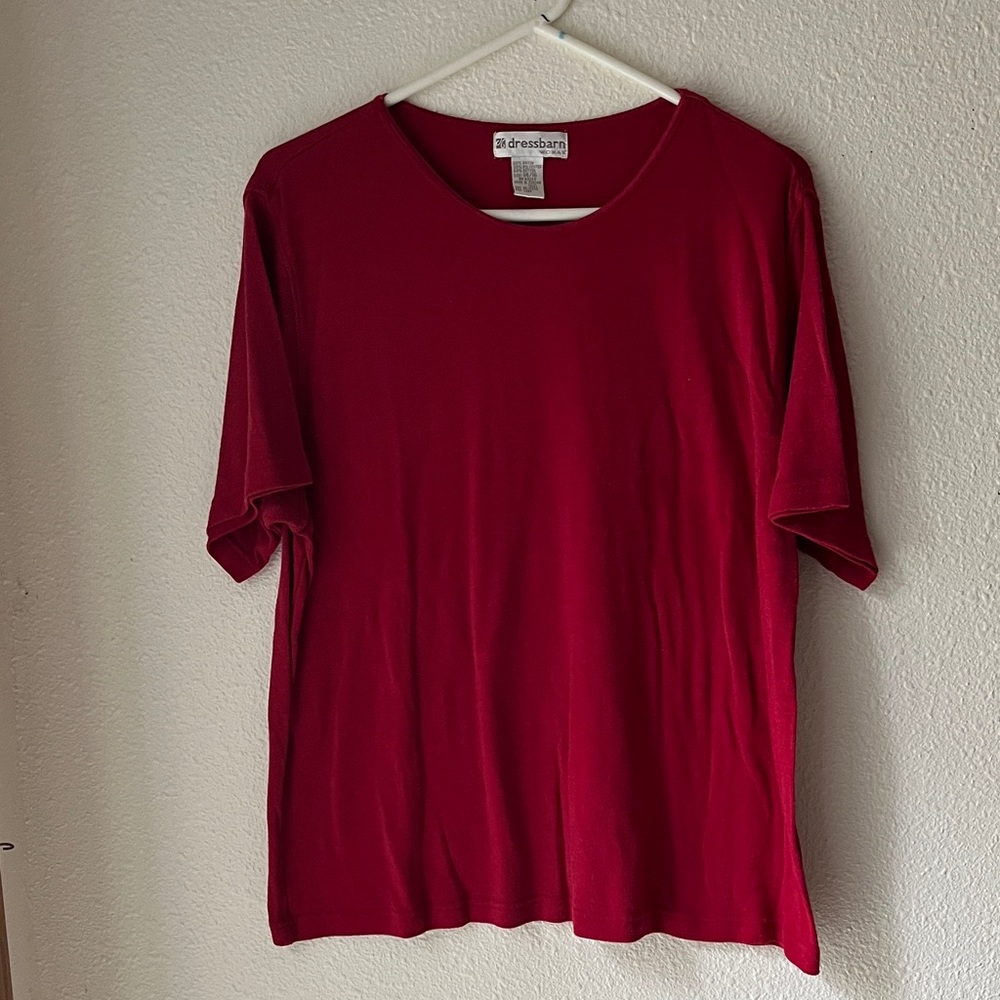 Dressbarn Women’s Bold Red Short Sleeve Lightweight Sweater